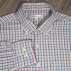 PETER MILLAR LAWSON PERFORMANCE TATTERSALL WOVEN SHIRT MENS LARGE
